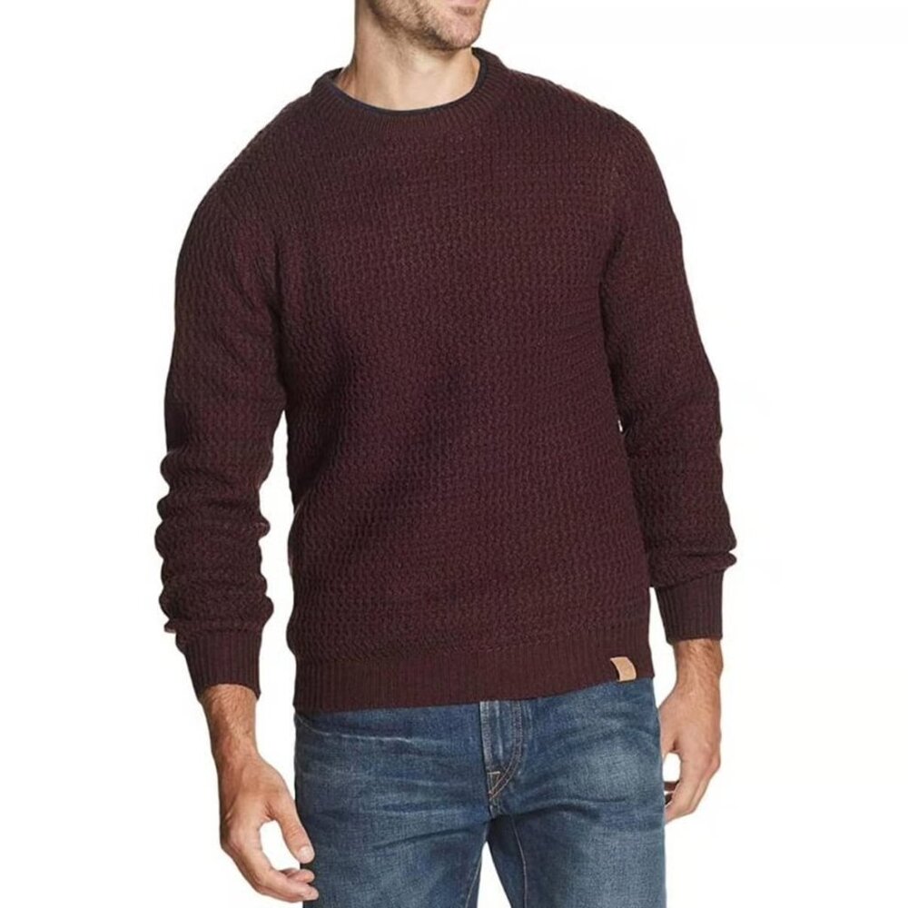 NWT Men's XXL Crewneck Knit Sweater Plum Burgundy Brown Original Weatherproof
